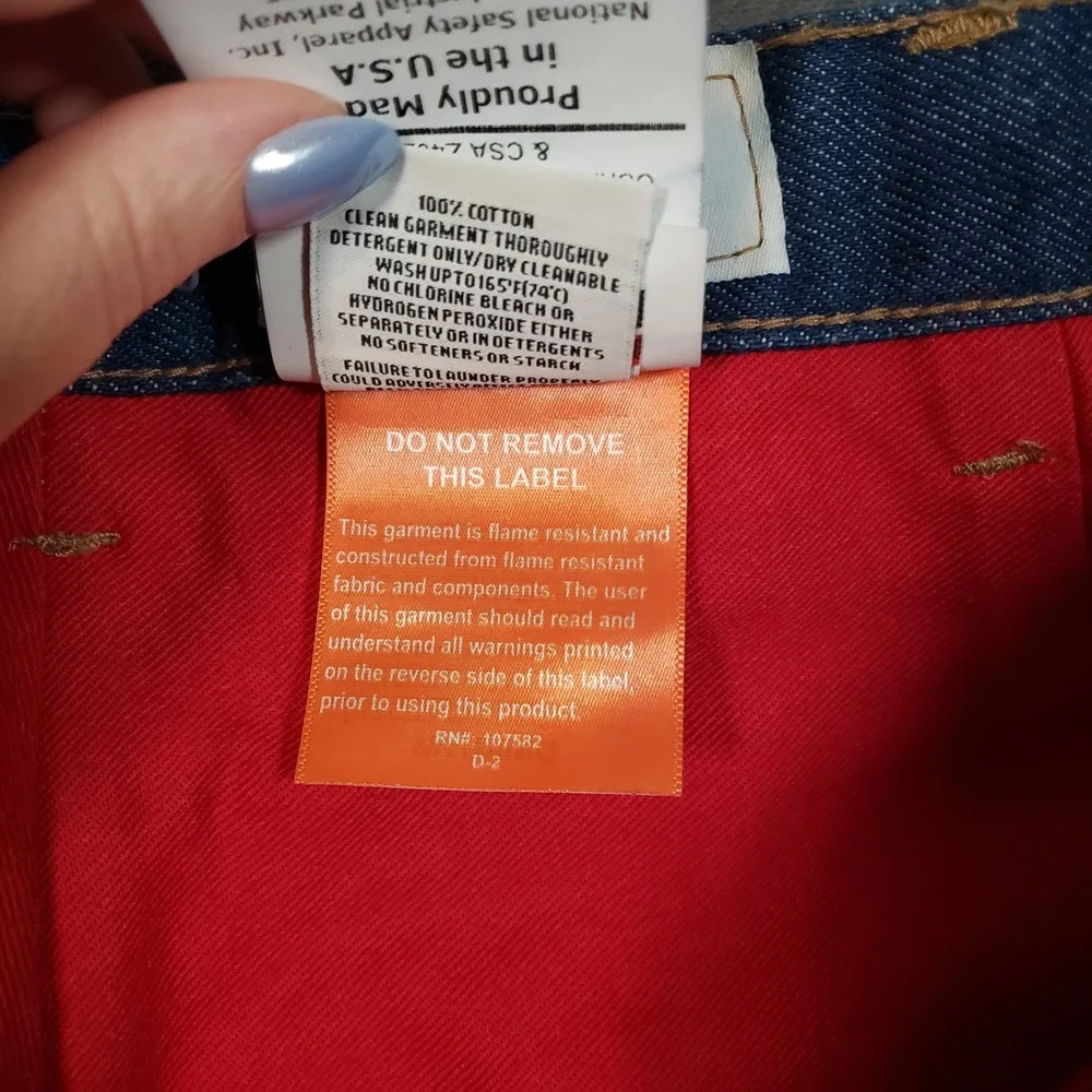 National Safety Apparel FR Jeans Mens 36x32 Blue Westex Indura Flame Resistant